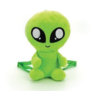Great Gift! Vibrant Green Alien Plush Backpack Textured & Unique 3D Design